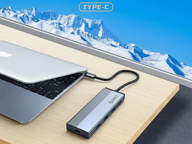 هاب تایپ سی 5 پورت اوریکو ORICO 5SXRJ Type-C five-in-one multifunctional dock