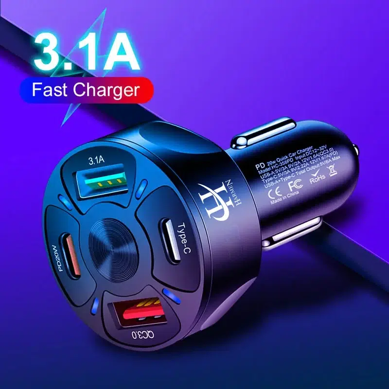کارکرد و ویژگی های شارژر فندکی هارمن مدل CX-2U+2PD QC3FAST